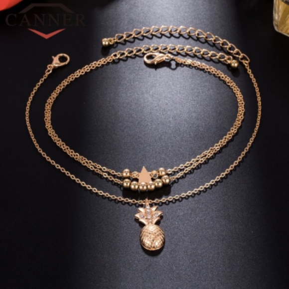 NWT Pineapple Star Gold Anklet Set - Picture 5 of 7